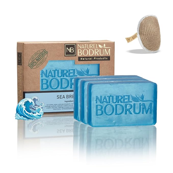 Sea Breeze Organic Soap Bar for Women and Men, Pack of 3 Glycerin Soap Bars - Detoxifying Mineral-Rich Facial & Body Bar Soap with Natural Glycerin - Natural & Vegan Spa Gift, for All Skin Types
