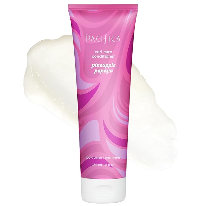 Pacifica Pineapple Papaya Curl Care Conditioner – Deep Moisture for Curly & Coily Hair, Defines Curls & Tames Frizz, Vegan & Silicone Free Clean Beauty, Vegan Cruelty-Free Dermatologist Tested
