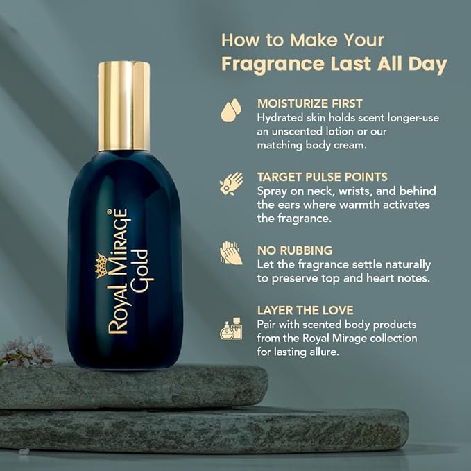 Royal Mirage Gold Eau de Cologne - Premium Citrus & Amber Fragrance Spray - 120ml (4 oz) Long-Lasting EDC - Authentic Heritage Scent