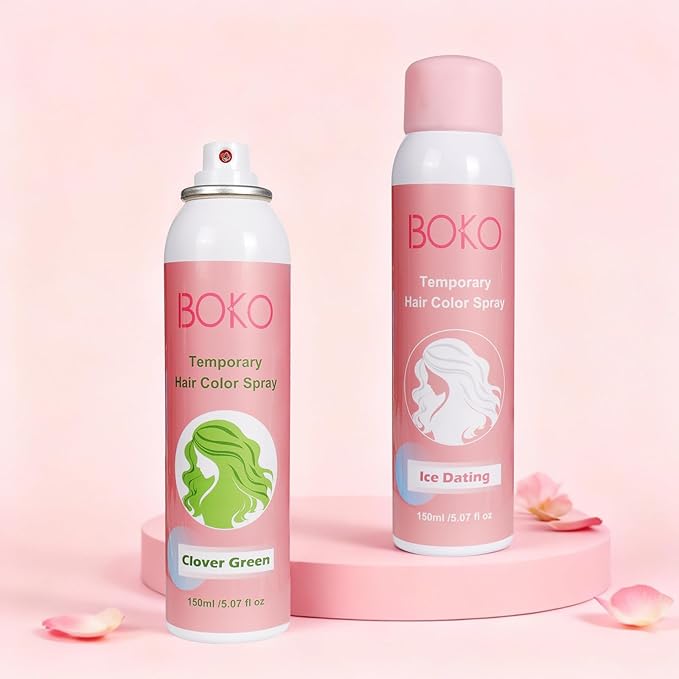 Boko Temporary Hair Color Spray, 150 ML Green Hair Dye for Kids Women Men One-Day Use, Washable Non-Damaging Color Hairspray For Halloween Crazy Hair Day Cosplay Party DIY