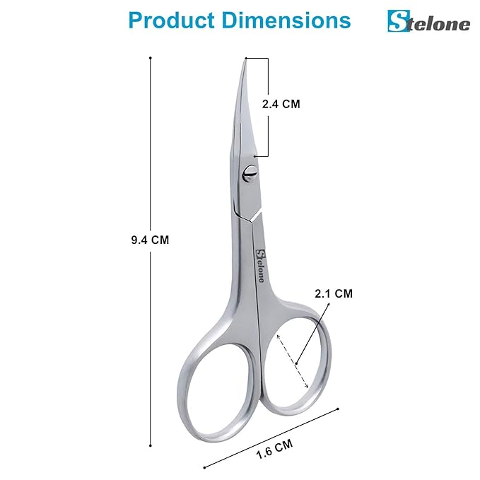 Multi Purpose Eyebrow Scissors Stainless Steel Curved Blade Cuticle Scissors for Manicure and Cosmetic, Brow Scissors for Facial Hair & Eyelash Trimming