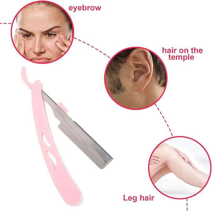 ARTIBETTER 101pcs Eyebrow Shaver and Facial Hair Trimmer Set with 1 Handle and 100 Blades, Safe for Beginners, Portable Grooming Tool for Women and Men Random Color