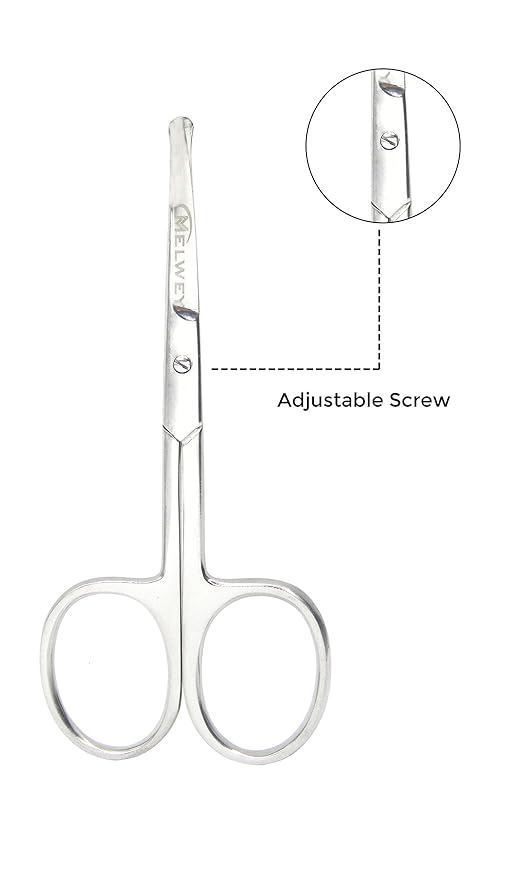 Rounded Stainless Steel Small Facial Hair Scissors – Rounded Tip Scissors for Nose Hair, Mustache, Beard, Eyebrows, Eyelashes, and Baby Nails.
