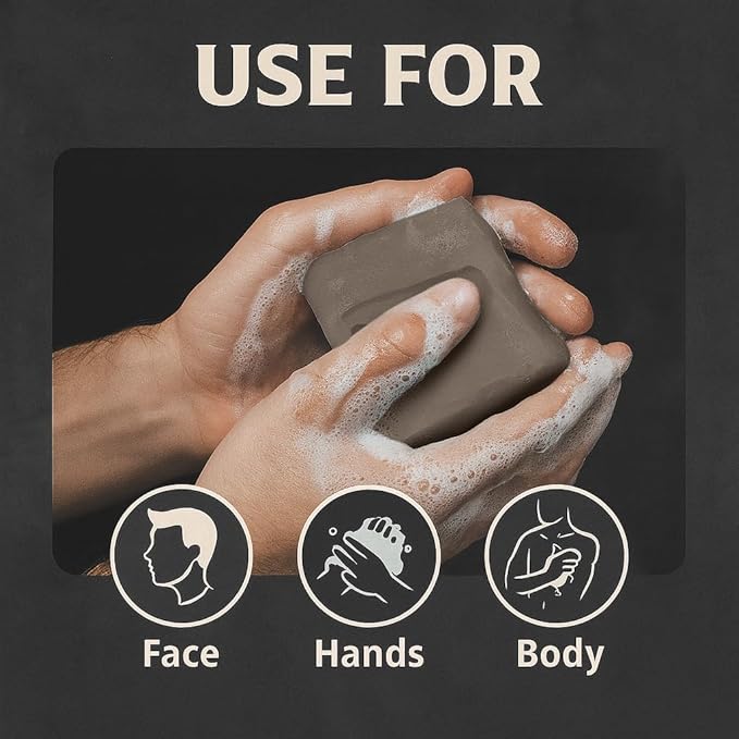 Natural Soap for Men, Soap Bar with Essential Oils, Cold Pressed Bar Soap for Men, Nourishing Mens Bar Soap (Sandalwood)