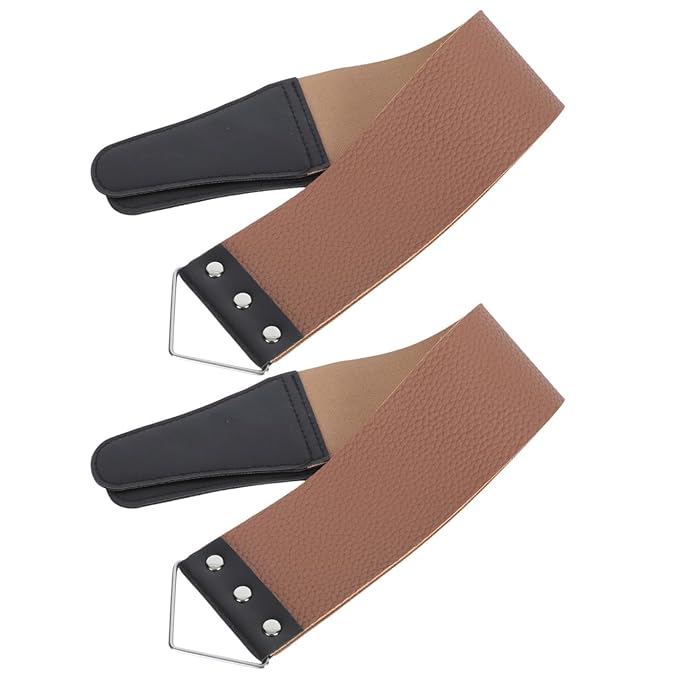 2pcs Leather Strop Strap for Manual Shaving Double-sided Polishing Tool for Home Use for Final Sharpening and Smoothing of Barber Random
