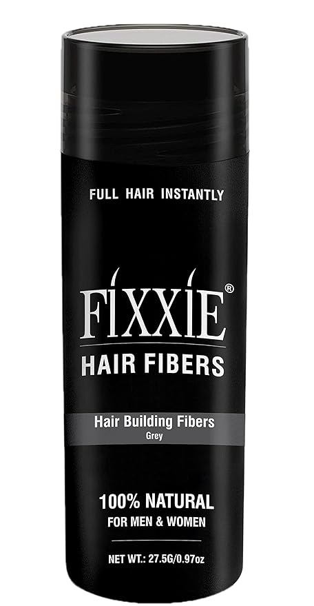 FIXXIE Hair Fibers GREY for Thinning Hair 27.5g Bottle, Hair Fibre Concealer for Hair Loss for Men and Women, Naturally Thicker Looking Hair with Keratin Hair Fibres