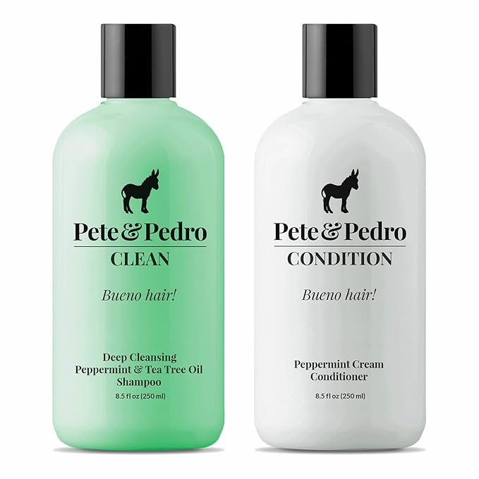 Pete & Pedro CLEAN & CONDITION SET, Tea Tree Oil Shampoo & Peppermint Cream Conditioner Haircare Kit | Deep Cleansing & Conditioning, Dandruff Repair For Men & Women | Seen on Shark Tank, 8.5 oz Each