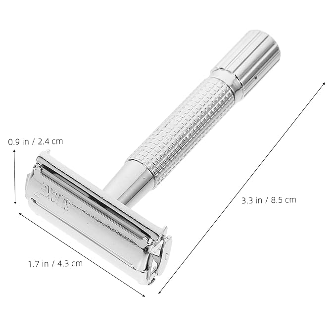 1Set Manual Shaving Razor Long Handle Beard Shaver for All Hair Types Double Safety Razor for Smooth Shaving for Home Use Relief and Beard Styling