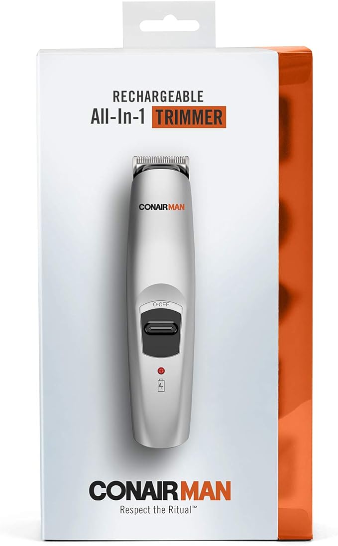 ConairMAN All-in-One Beard Trimmer for Men for Face, Nose and Ear Hair Trimmer, 12 piece Men's Grooming Kit, Cordless/Rechargeable