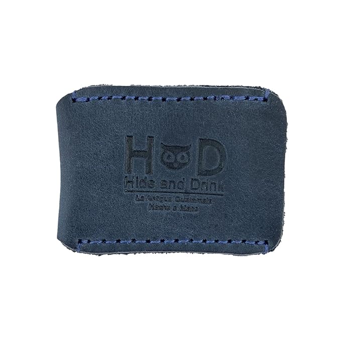 Hide & Drink, Leather Double Edge Safety Razor Head Protective Sheath, Shaving Travel Cover Handmade (Slate Blue)