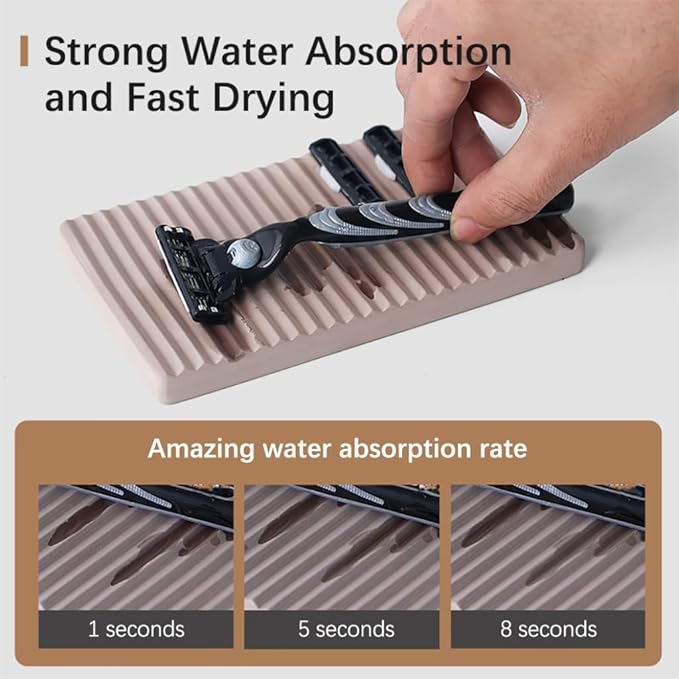 Diatomite Razor Holder for Shower,Water Absorption Fast Drying Natural Diatomite Tray for Razor Soap Shaving Cream Foam Bottle Face Wash (Light grey)