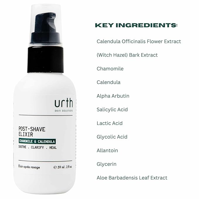 Urth Post Shave Elixir 2oz Razor Bump Treatment & Ingrown Hair Remedy for Men with Vitamins C and E for Soothes & Restores Skin