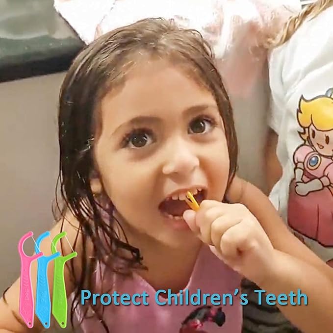 FAMILIFE Dental Floss Picks Kids flossers Toddler Threaders Children Unwaxed Unflavored Fluoride Free Dental Floss Child Kid Flossing Sticks with Travel Cases 200 Picks