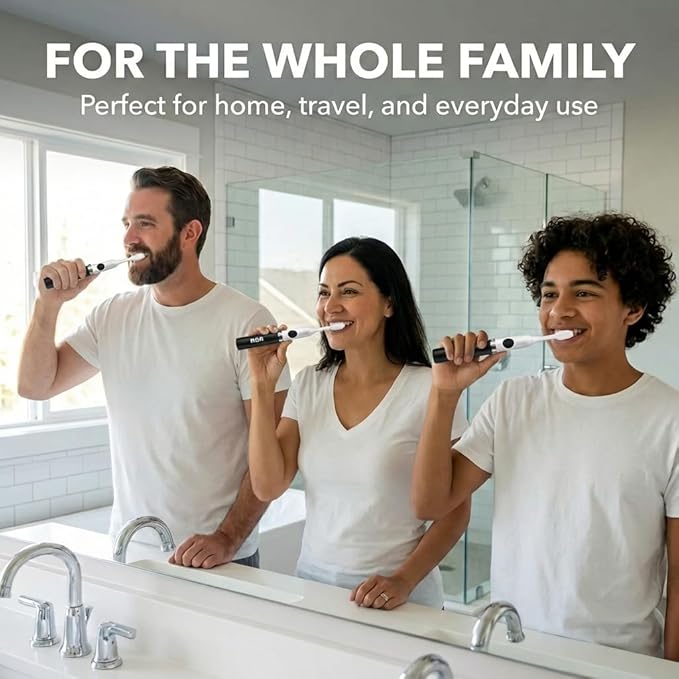 RCA Sonic Electric Toothbrush for Adults – Battery Powered Toothbrush with Extra Brush Head, Spin Brush Toothbrush for Travel - Black