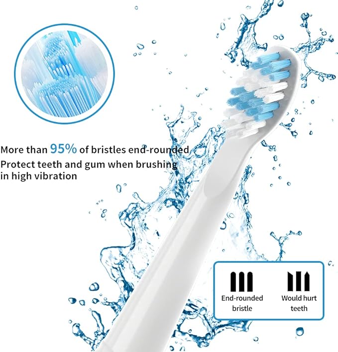 Replacement Toothbrush Heads Compatible with fairywill Electric Toothbrush, Model FW-507/FW-508/2011/959/917/551, D1/D3/D7/D8, W Shape Design Planted with Nylon Bristle (6 Pack - White)