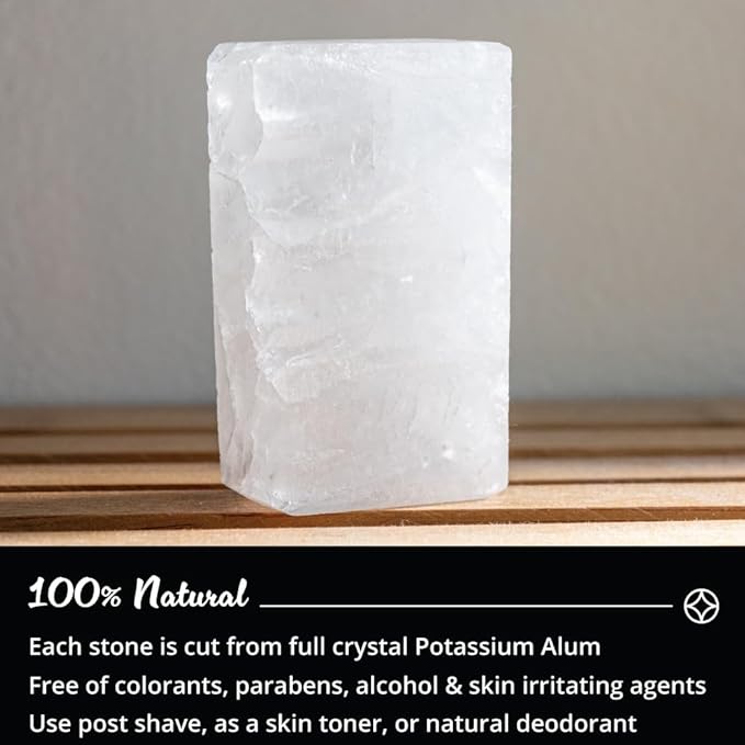ROYAL SHAVE 100% Natural Alum Block with Travel Case for Men, Skin Soothing Aftershave Stone, Relieves Razor Burn & Heals Accidental Cuts (3.5 oz.) Made in France