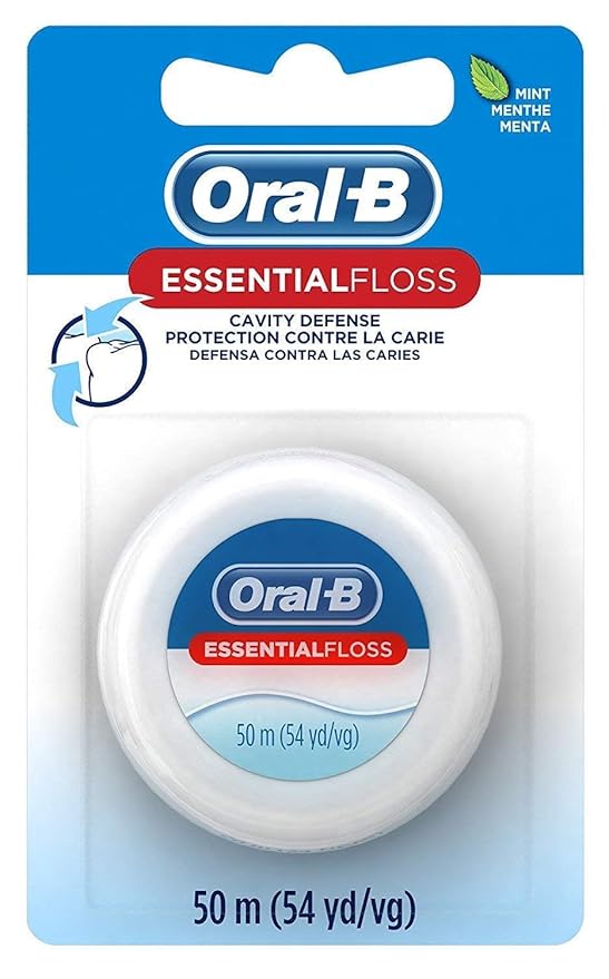 Oral-B Essential Floss, Waxed, Mint, 54 Yards (50 Meters) - Pack of 2