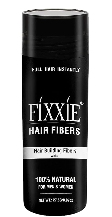 FIXXIE Hair Fibers for Thinning Hair WHITE 27.5g Bottle, Hair Fibre Concealer for Hair Loss for Men and Women, Naturally Thicker Looking Hair with Keratin Hair Fibres