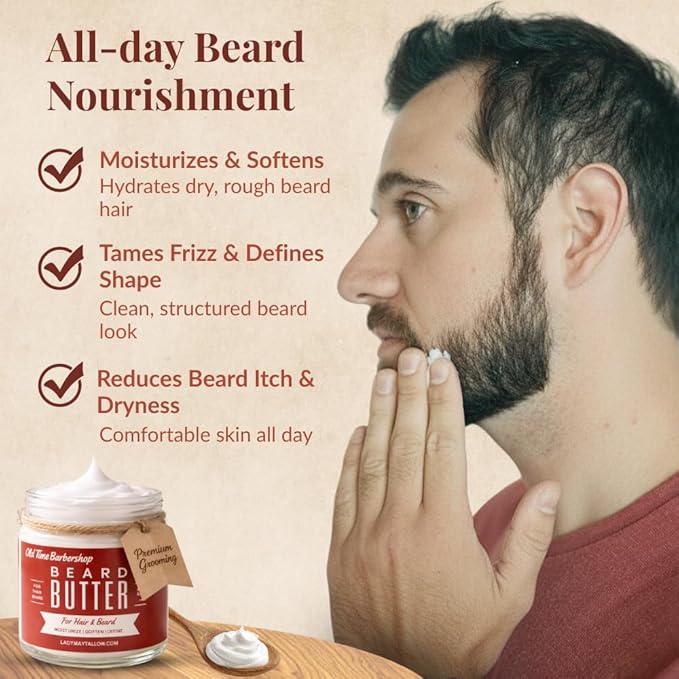 Tallow Man Old Time Barbershop Beard + Body Butter for Men | All Natural, Beard Butter, Body Butter