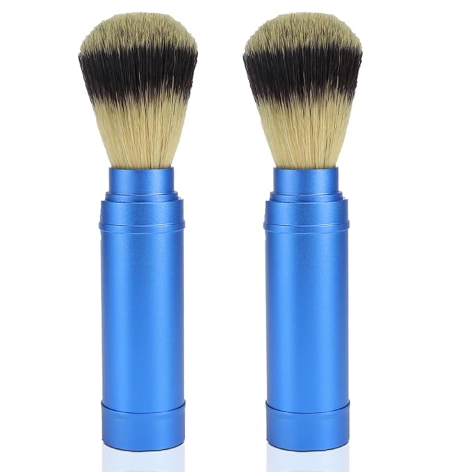 2PCS Travel Shaving Brush, Badger Hair Shaving Brush Aluminum Portable Facial Foaming Grooming Tool for Men Shave Beard Bathroom Supplies