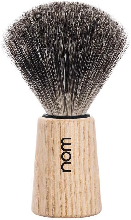 NOM Theo Shaving Brush | Pure Badger Shave Brush for Shaving soaps and creams | Exfoliating Shaving Brush| Pure Ash handle