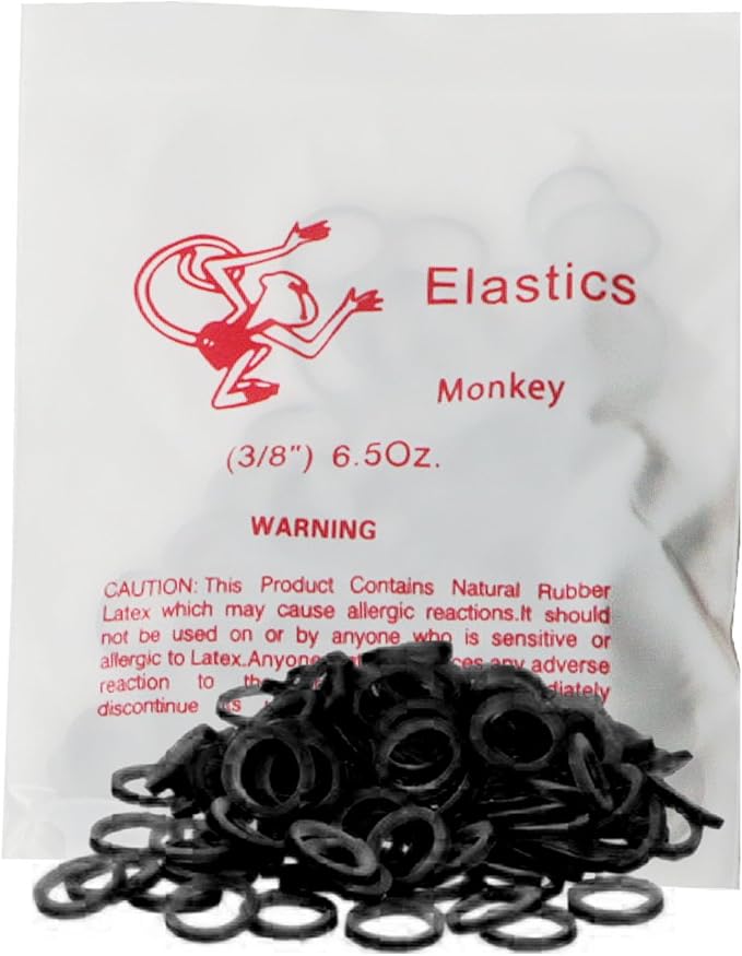 LA MIERE Non latex 100P Black Orthodontic Elastics Dental Rubber Bands Intraoral Black Elastic Bands (Heavy, 6.5 Oz, 3/8"(9.5mm))