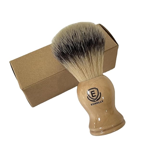 Premium Shaving Brushes For Men by Echolly-Super Strong NO Shed Bristle Wood Handle Shave Brushes-Wood Handle Legacy Shave Brush-Rich and Fast Lather Shaving Cream Brush (Classic Beech)