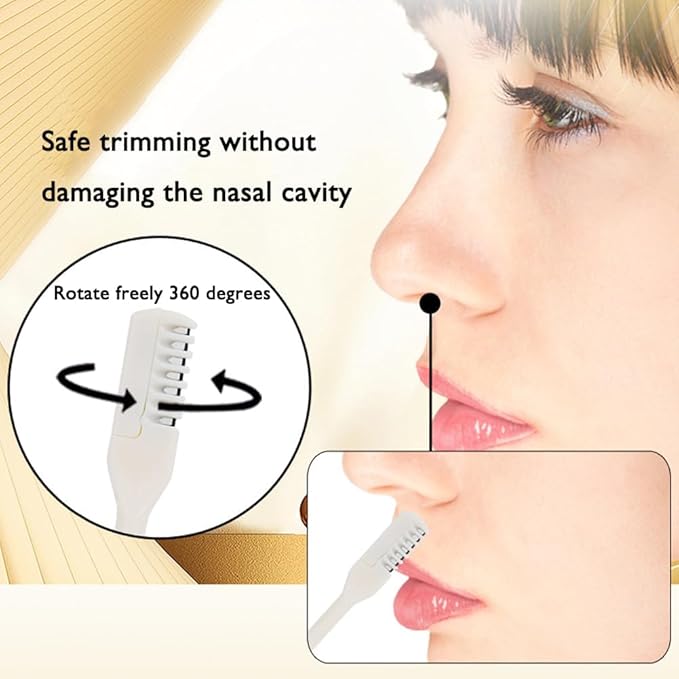 6 Pcs 2-in-1 Nasal Hair Cutter, New Double Sided Nose Hair Knife, Portable Nostril Hair Remover Tool, 360° Nose Hair Trimmer with Ear Picker Soft Cleaning Brush for Women Men