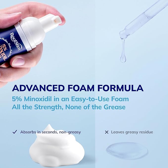 5% Minoxidil Foam for men and women, Extra Strength Hair Regrowth Treatment for Thinning Hair and Hair Loss, Hair Follicle Health – Thicker, Fuller Hair Growth Solution 6 FL.OZ