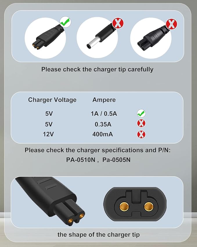 5V Charger for PA-0510N for Remington Shaver HC5870 HC4250 PF7500 PF7600 PG6250 PG6255 PG6170 PG6171 XF8550 XF8700 XR1400 XR1430 HC5950 Power Cord