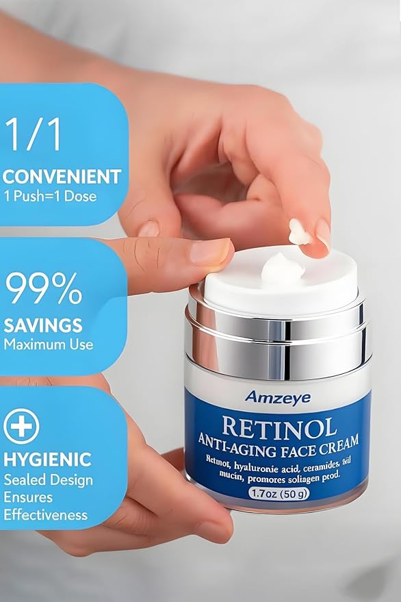 Retinol Face Cream for Anti-Aging Wrinkle Moisturizer with Hyaluronic Acid, Ceramides & Snail Mucin – Firming Night Cream for Women & Men, 1.7oz