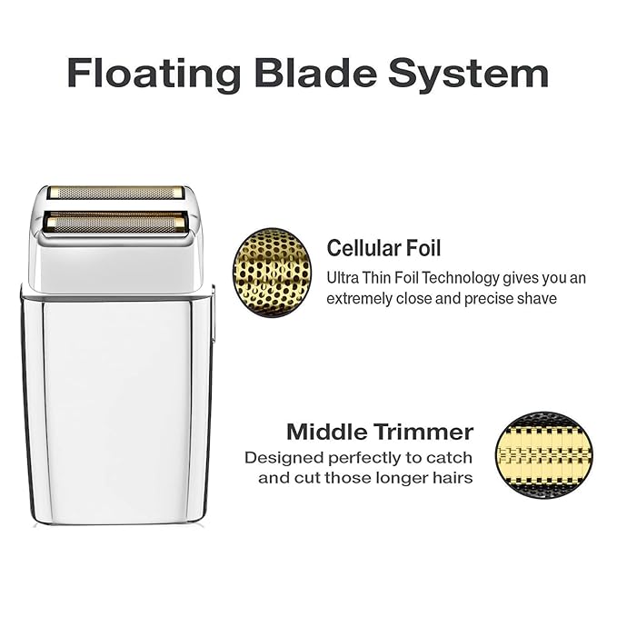 2 Pack Shaver Replacement Foil and Cutters Compatible with BaBylissPRO Double FXFS2 Metal Shaver foil Replacement,Silver