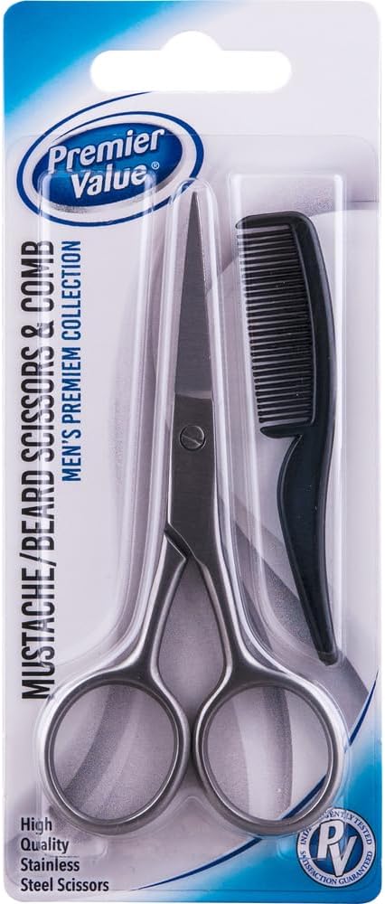 Mustache Scissors & Comb 1Ct