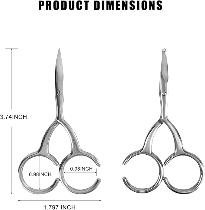 Curved and Rounded Scissors For Men/Women Facial Hair Cutting - Hair Cuticle Manicure Scissors Shears Kit - for Eyebrows, Nose Hair, Beard/Mustache, Eyelashes, (2 Pack)