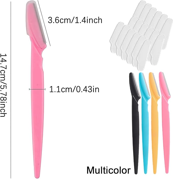 60Pcs Eyebrow Razor Multipurpose Exfoliating Dermaplaning Tool Trimming and Shaving Grooming Eyebrow Face Razor and Eyebrow Shaper for Women 3 Colors