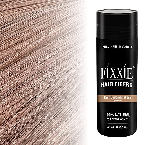 FIXXIE Hair Fibers LIGHT BROWN for Thinning Hair 27.5g Bottle, Hair Fibre Concealer for Hair Loss for Men and Women, Naturally Thicker Looking Hair with Keratin Hair Fibres