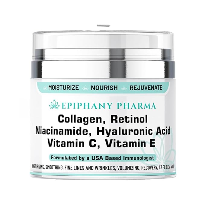 Collagen & Retinol Anti-Aging Face Cream - 24-Hour Hydration & Renewal - Anti Wrinkle Cream for Women & Men - Niacinamide, Hyaluronic Acid, Vitamin C & E - All Skin Types, 1.7 FL Oz