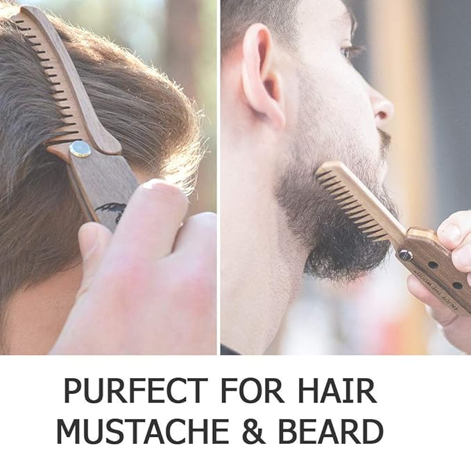 Beard Comb Personalized Gifts Anniversary Gift Wooden Brush Custom Comb Groomsmen Gift Hair Brush Pocket Brush Birthday Gift for Boyfriend (Viking)