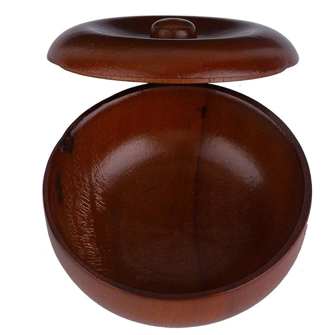 Dioche Wooden Shaving Bowl with Lid, Rubber Wood Shaving Soap Cream Bowl, Prevents Soap from Slipping, Easy to Lather, Bathroom Accessories, Space saving