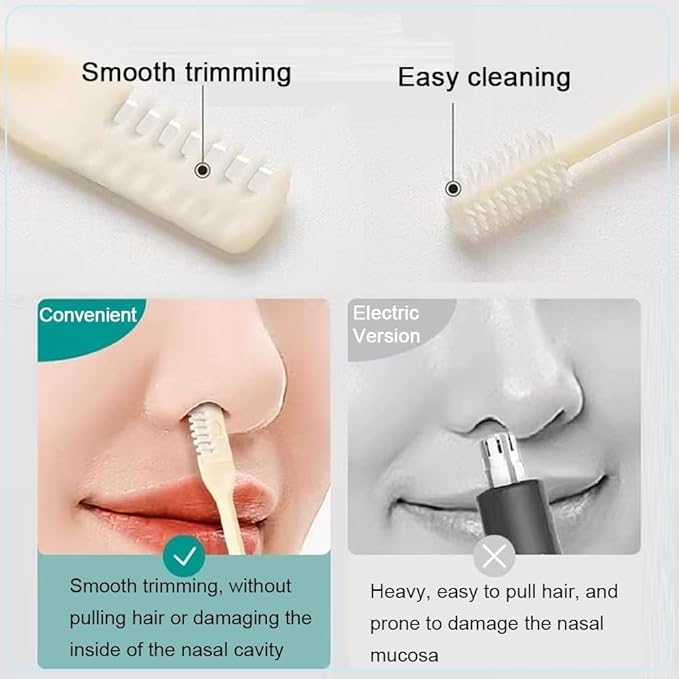 6 Pcs 2-in-1 Nasal Hair Cutter, New Double Sided Nose Hair Knife, Portable Nostril Hair Remover Tool, 360° Nose Hair Trimmer with Ear Picker Soft Cleaning Brush for Women Men