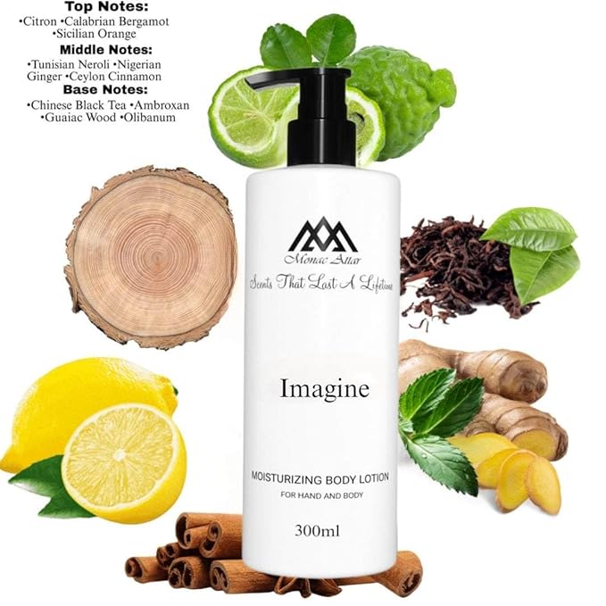 Monac Imagine Lotion Inspired by Imagine, Eau De Parfum, 10 oz/300ml, Men, Long Lasting Lotion, Luxury Made Affordable