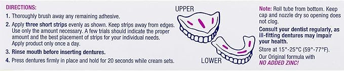 Effergrip Denture Adhesive Cream, Minty Fresh, 1.5 Oz, Zinc-Free Formula with Extra Strong Grip