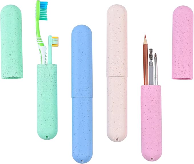 Muslih 4 Pack Toothbrush Travel Case, Travel Toothbrush Holder with Ventilation Holes, for Travel, Home, Business, School, Camping