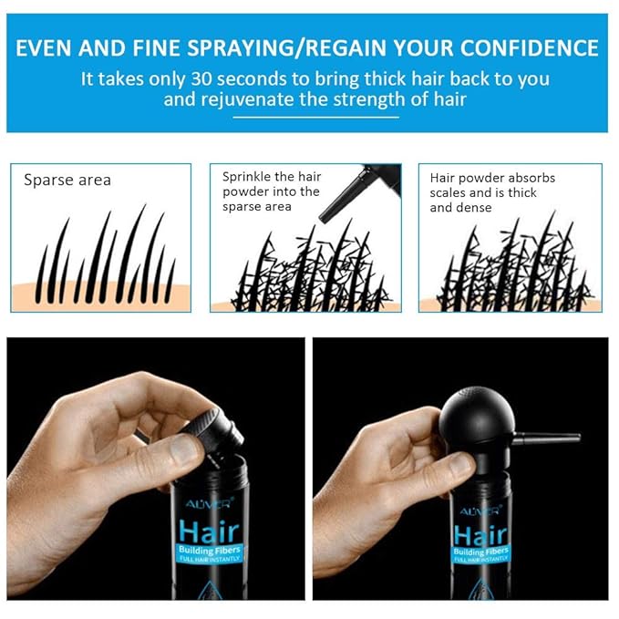 Aliver Hair Fibers for Thinning Hair with Spray Medium Brown - Undetectable Natural Formula - Thicker Fuller Hair in 15 Seconds - Conceals Hair Loss & Look Younger - Designed for Men & Women,0.97Oz