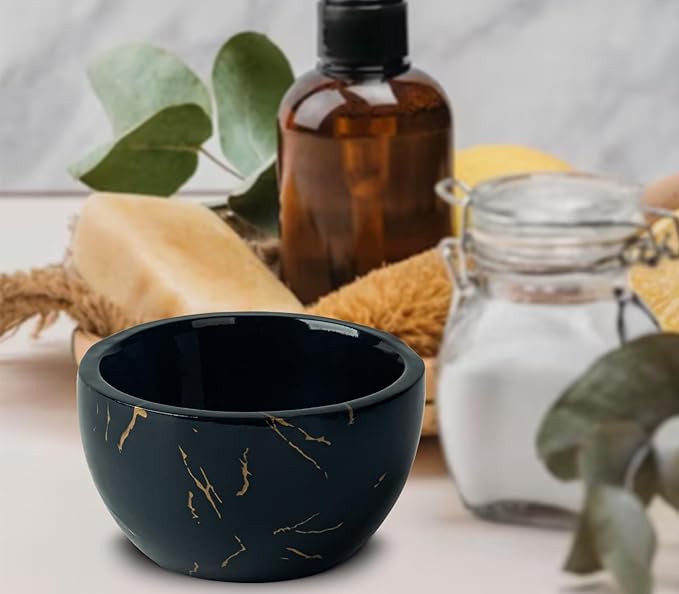 Marbled Shaving Mug - Black Resin Shave Cream & Soap Bowl - Cup