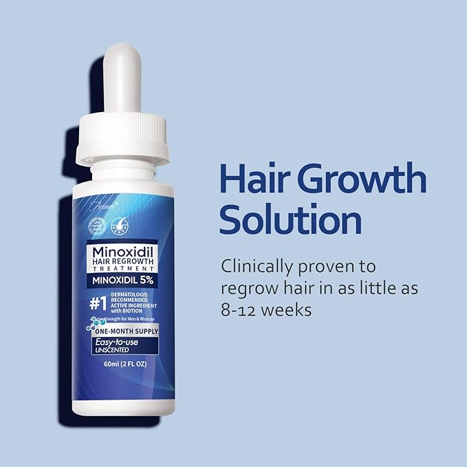 5% Minoxidil Hair Growth Serum for Men & Women with Biotin: Minoxidil for Men and Women, 5 Percent, Hair Regrowth Treatment, Extra Strength, 4 Fluid Ounces (2 Bottles)