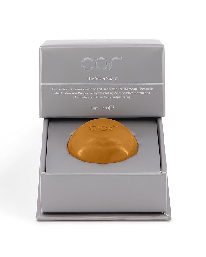Cor Silver Soap - 1.05 oz | Multi-tasking men's facial cleansing bar with colloidal silver | Ideal for travel, the gym, home | Suited for acne prone skin