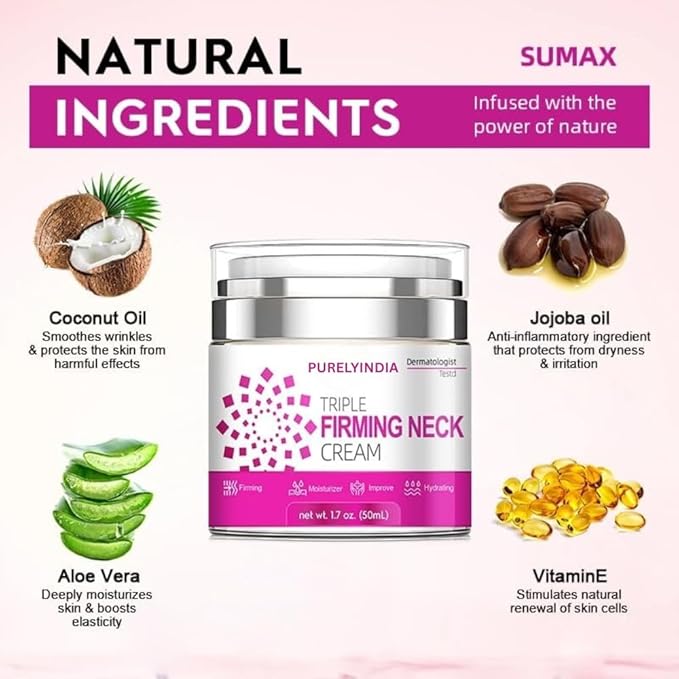 Anti-Aging Neck Cream | Retinol, Collagen & Peptides Triple Firming Moisturizer for Neck, Chin & Décolleté | Lifting & Tightening Cream, 1.7 oz