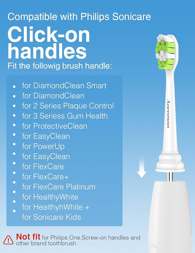 Replacement Toothbrush Heads for Philips Sonicare W C2 Electric Toothbrush Heads Compatible with Sonicare 4100 5100 5300 6100 C1 G2 Snap-on Electric Tooth Brush Handle, 8 Count, White