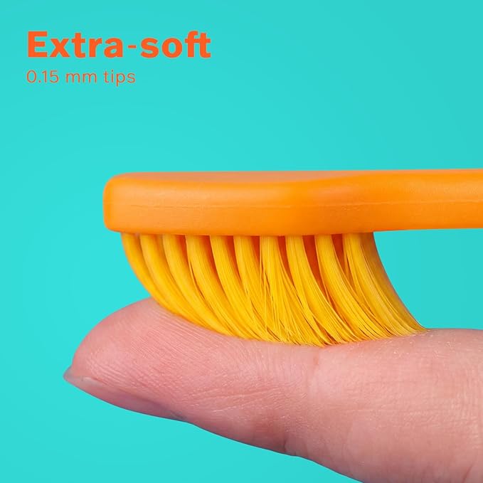 Max Extra-Soft Toothbrush for Adults Sensitive Gums – Gentle Bristles, Wide Angled Head for Back Teeth, Ergonomic Non-Slip Grip, BPA-Free Handle, Individually Wrapped,4-Pack (Sunset Orange)